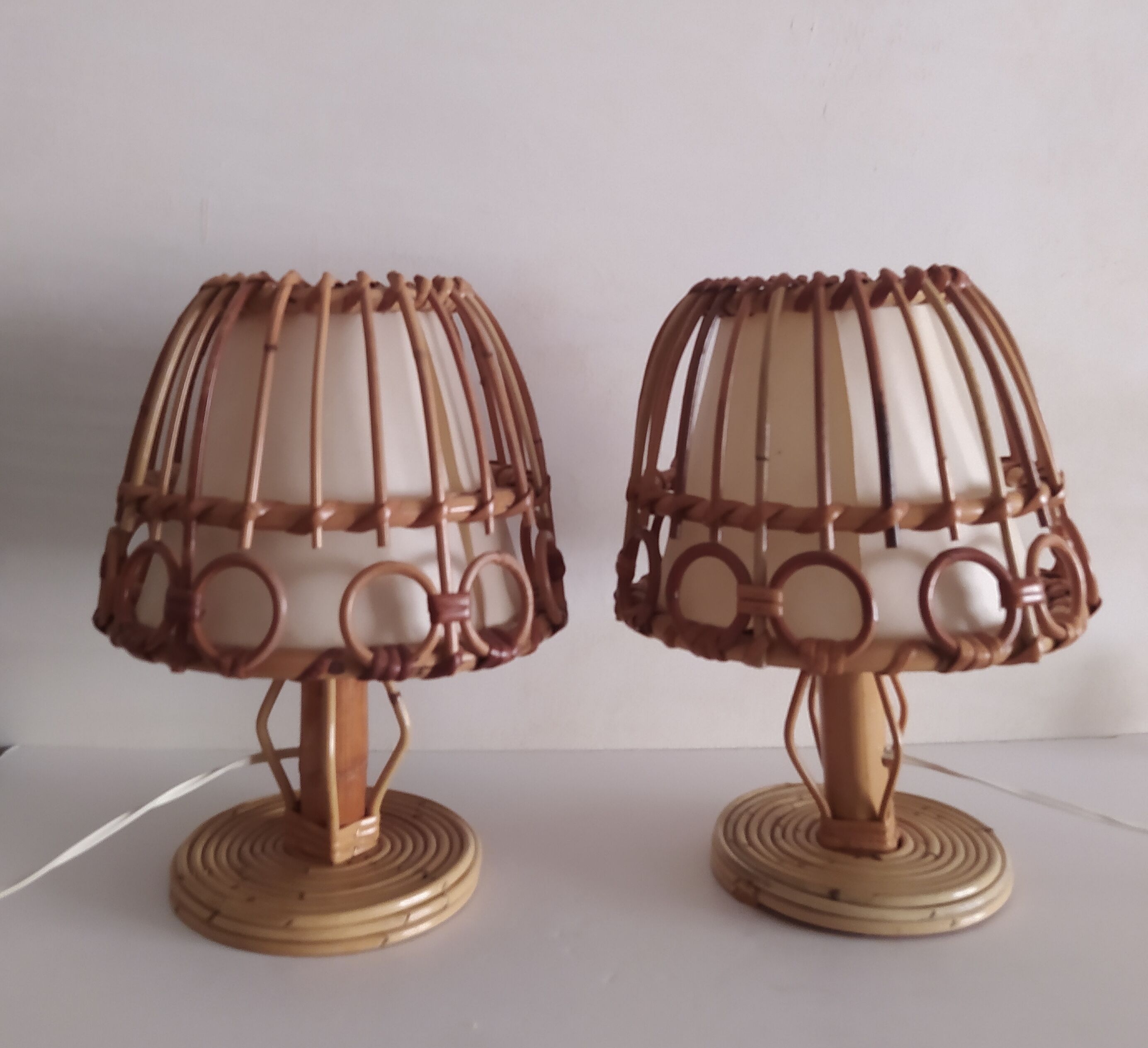 Pair of bamboo lamps