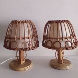 Pair of bamboo lamps