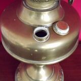 Vintage Brass Oil Lantern with Decorative Base and Clear Glass Funnel Stamped LB Marque Delay 4399