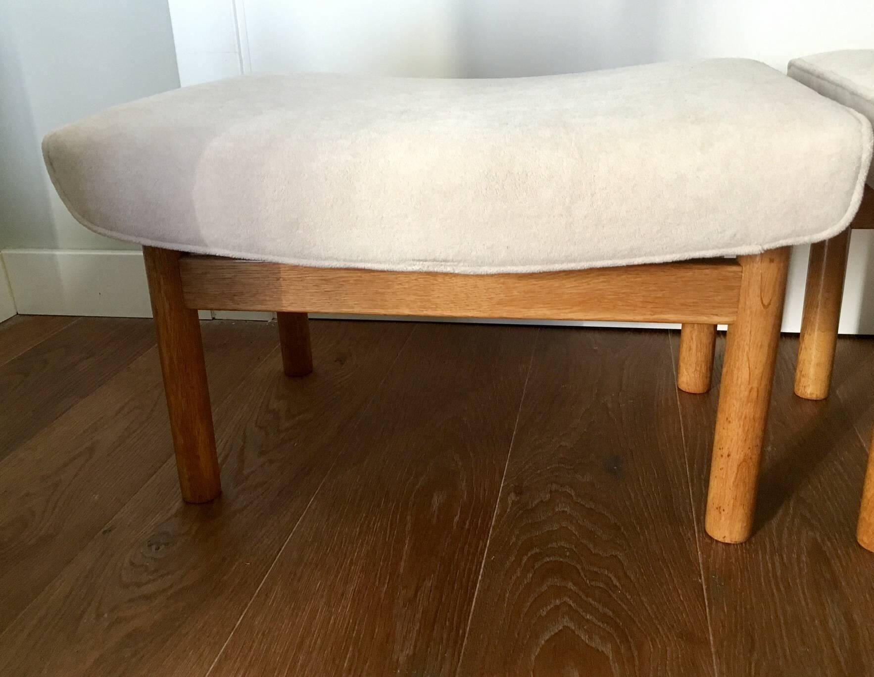 Pair of oak stools in modern Scandinavian style made by Willy Beck.
