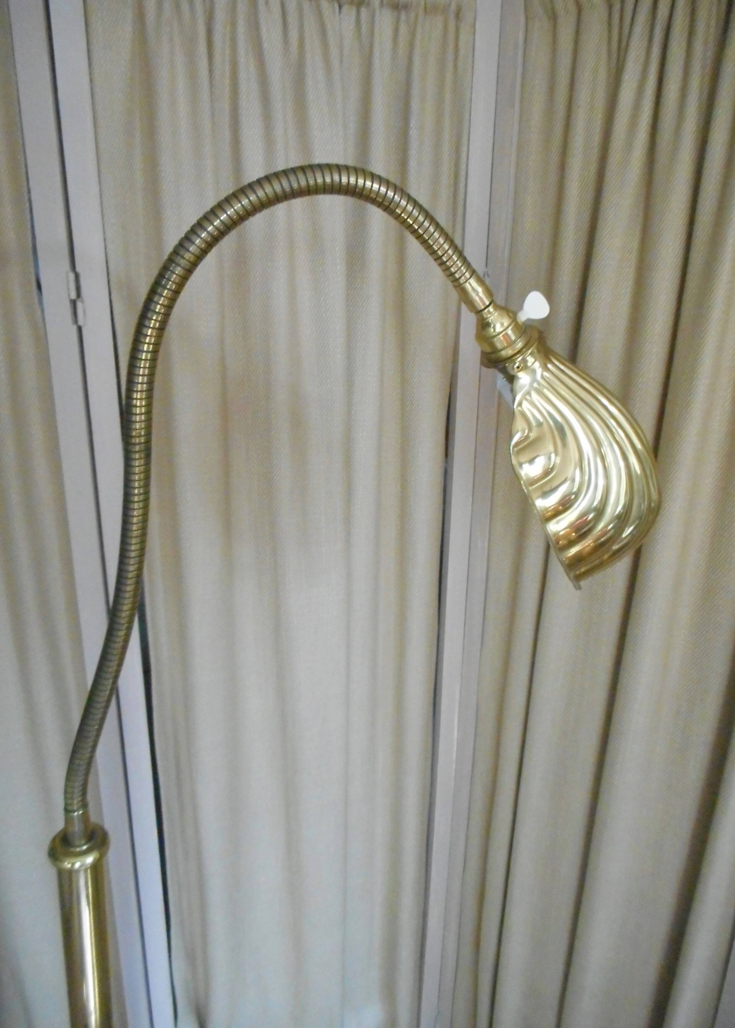 art deco floor lamp in brass shell shape flexible adjustment