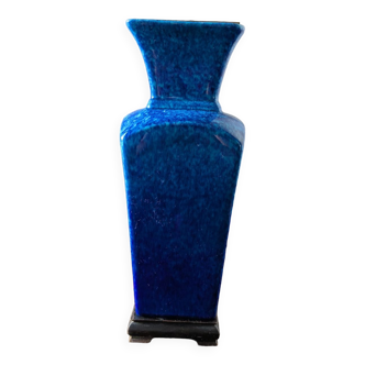 Blue ceramic lamp base by Paul Millet in Sèvres