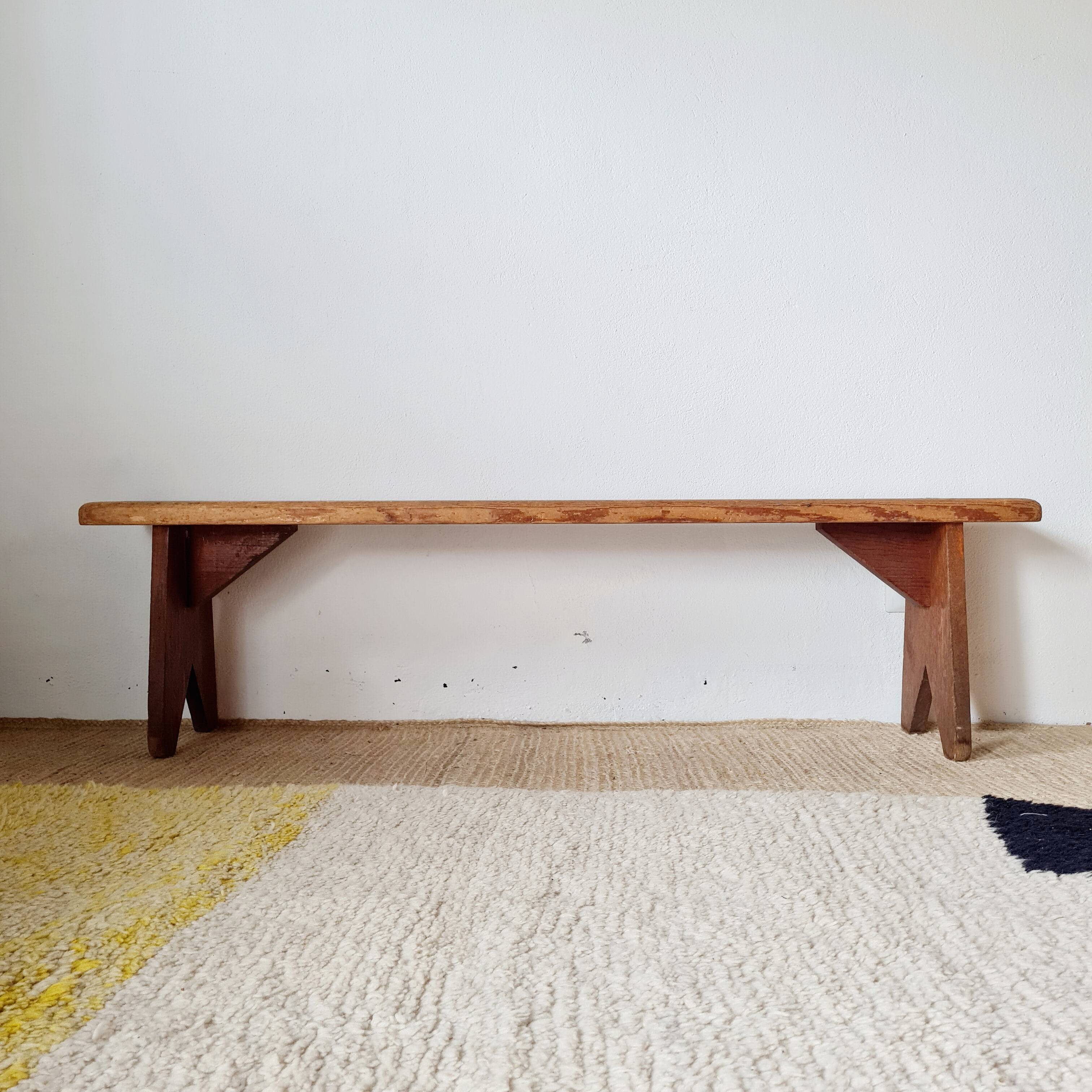 Old farmhouse bench in solid wood - 128 cm