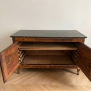 Antique buffet with marquetry and marble top.