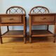 Pair of vintage rattan and cane bedside tables, 1970s