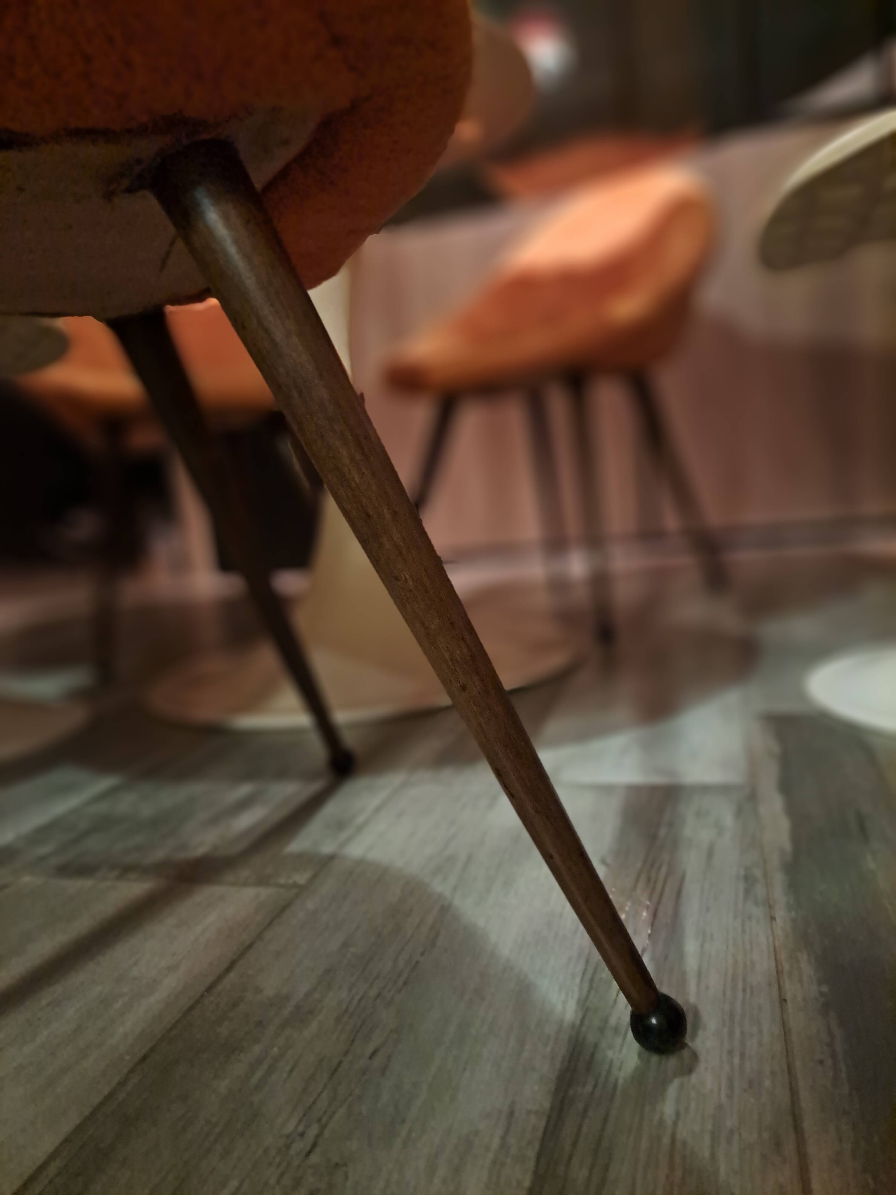 Set of 3 chairs, egg-shaped armchairs with compass legs, 1950