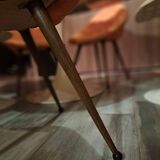 Set of 3 chairs, egg-shaped armchairs with compass legs, 1950