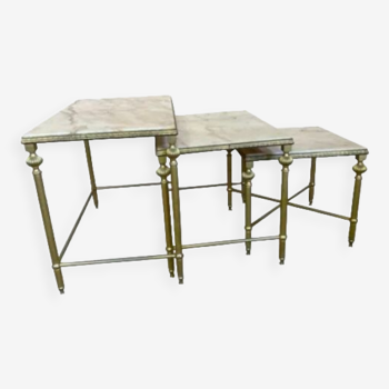 Brass and marble trundle table