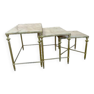 Brass and marble trundle table