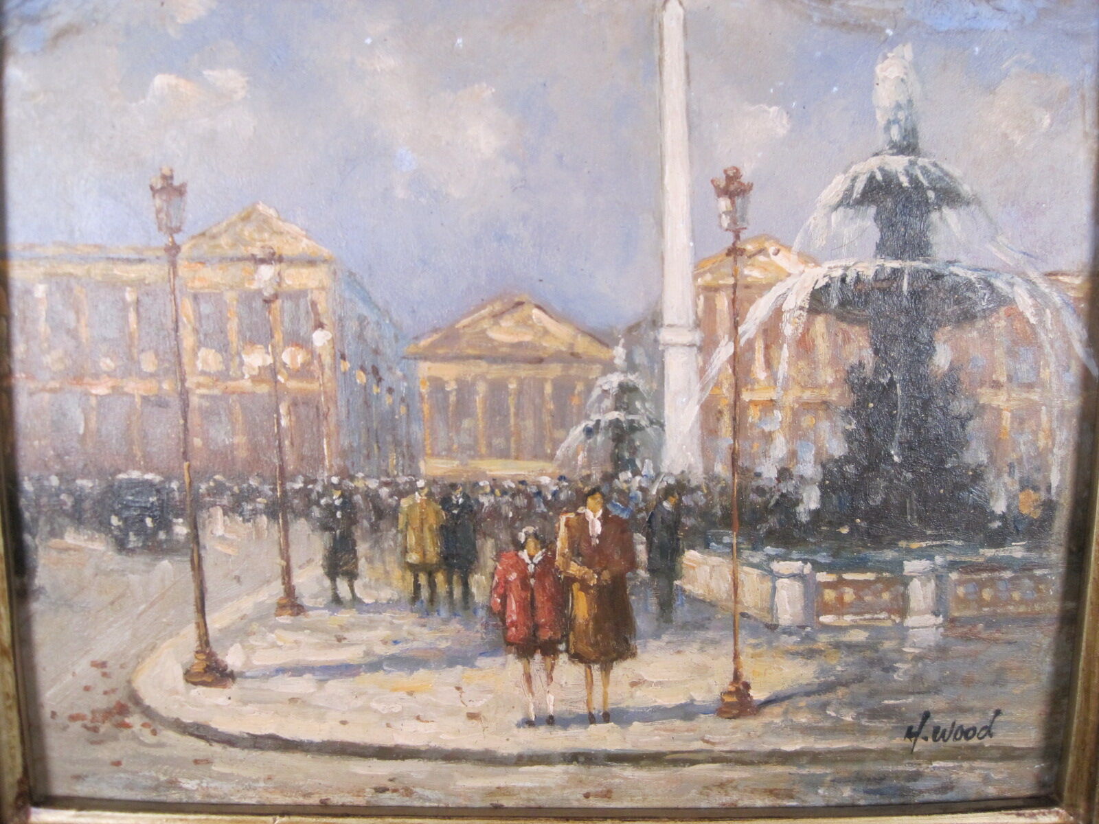 Peinture post-impressionniste huile panneau signée H. Wood Place Concorde PARIS