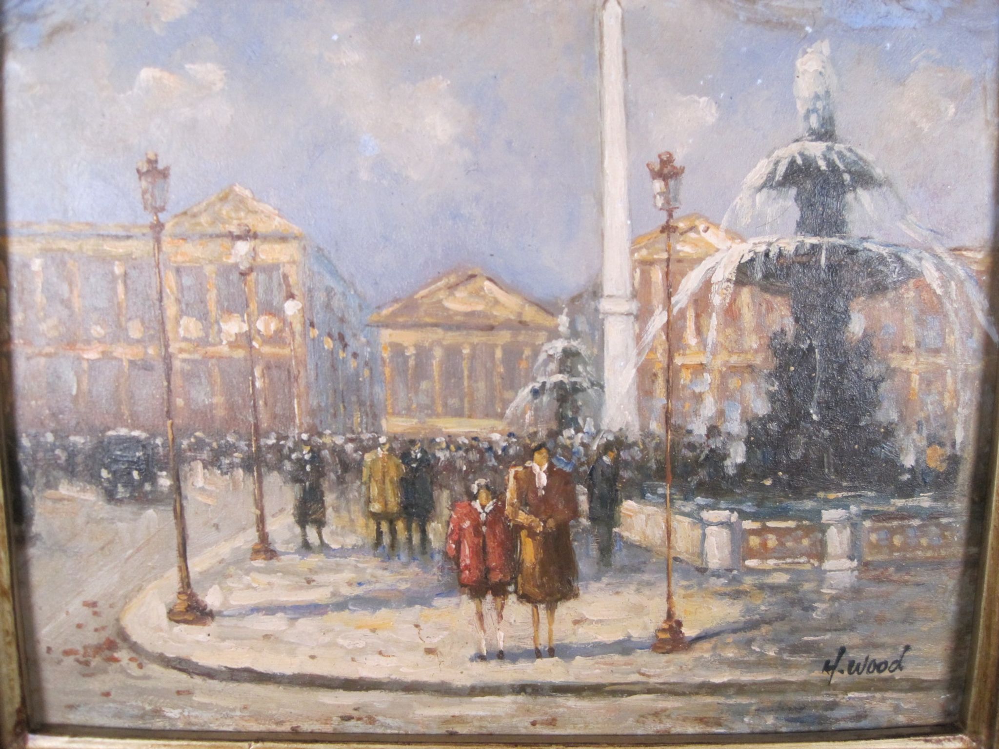 Post-impressionist painting Oil panel signed H. Wood Place Concorde PARIS