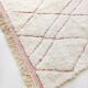 Moroccan berber carpet beni ouarain ecru with pink diamonds engraved 295x200cm