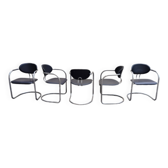 Set of 5 vintage Bauhaus chairs Italy 1970