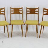 1960s Set of Four Restored Rare Dining Chairs, Czechoslovakia