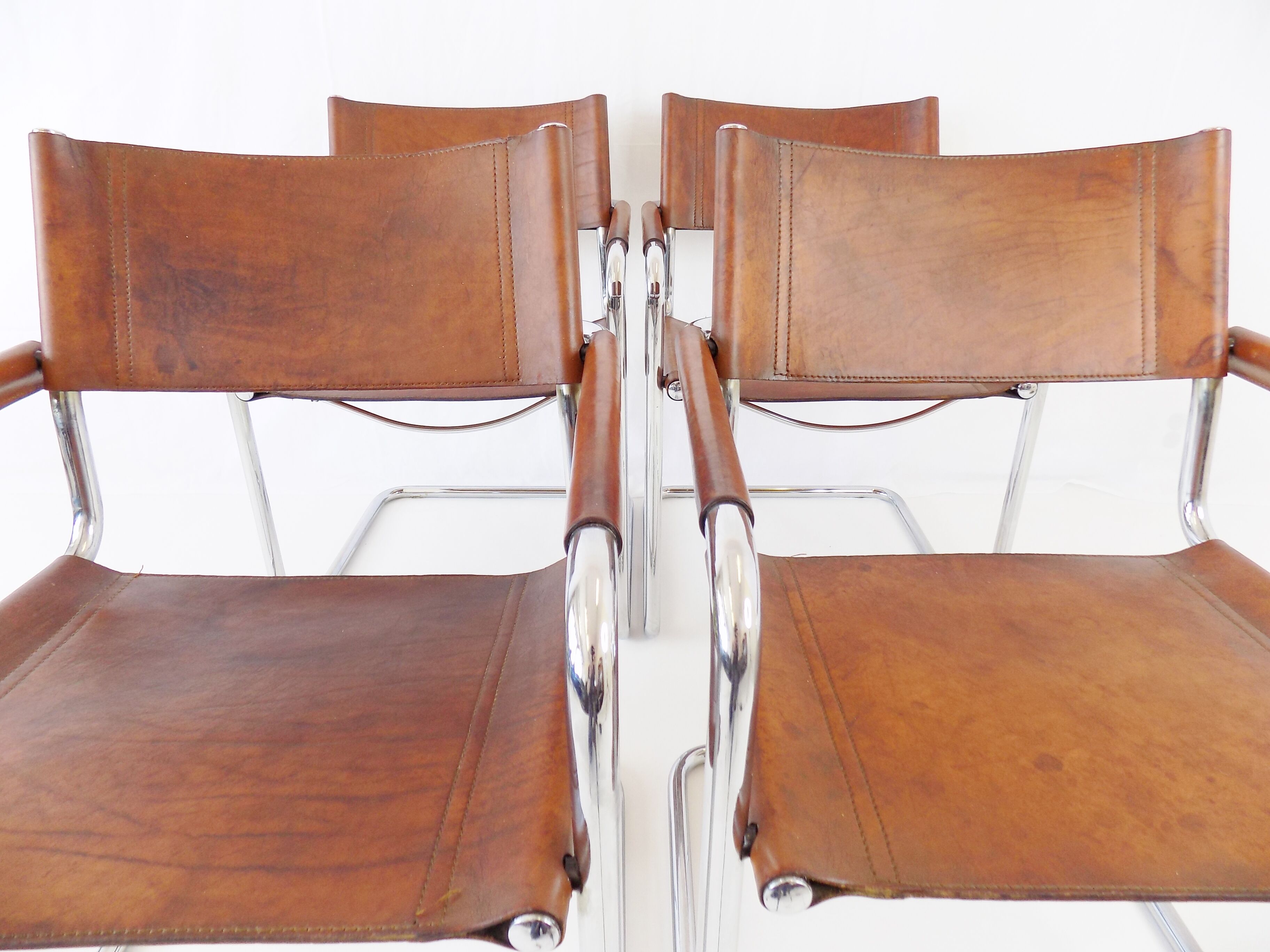 Matteo Grassi MG5 set of 4 leather cantilever chairs