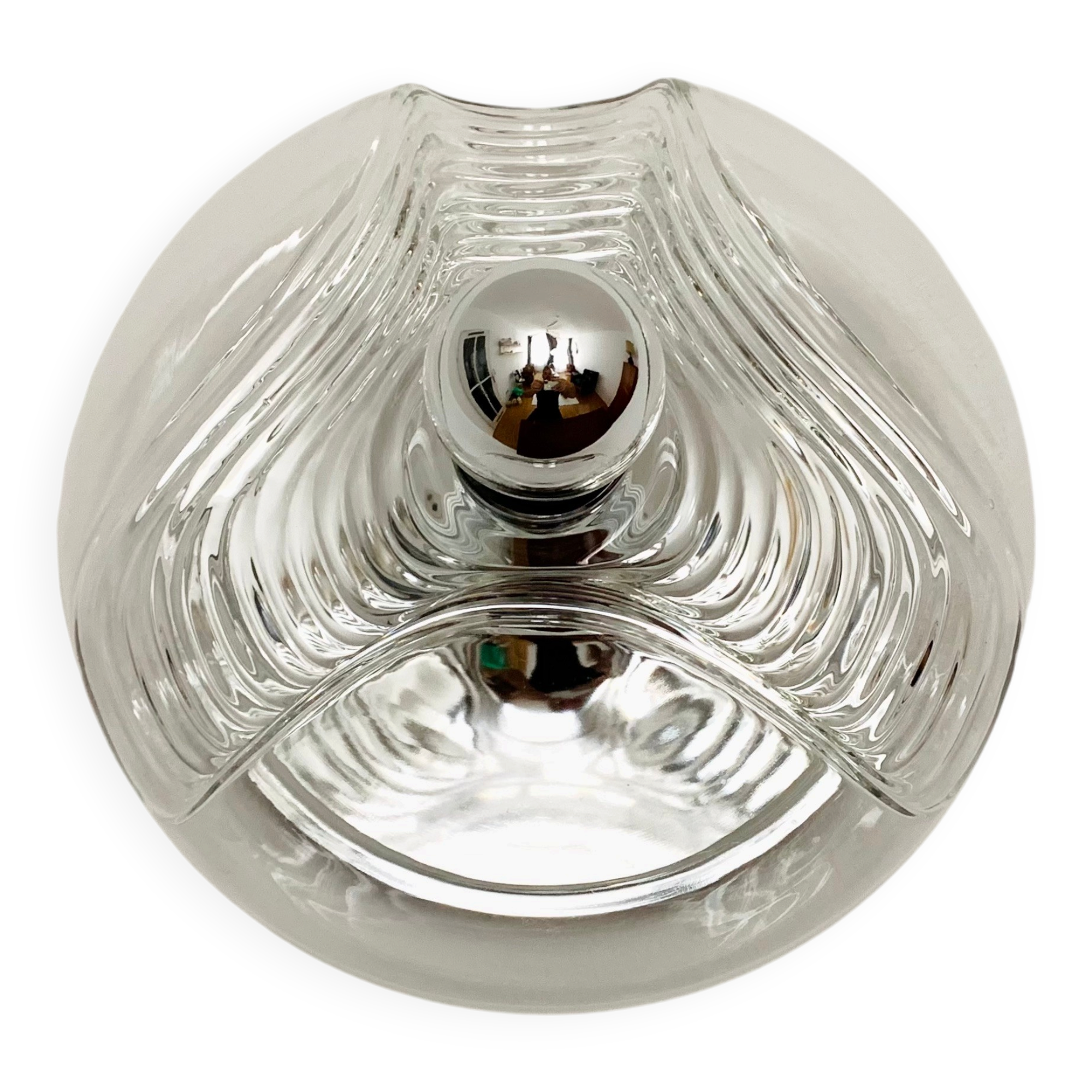 1 of 2 XL Wave Wall Lamps or Flush Lights by Koch and Lowy for Peill and Pu
