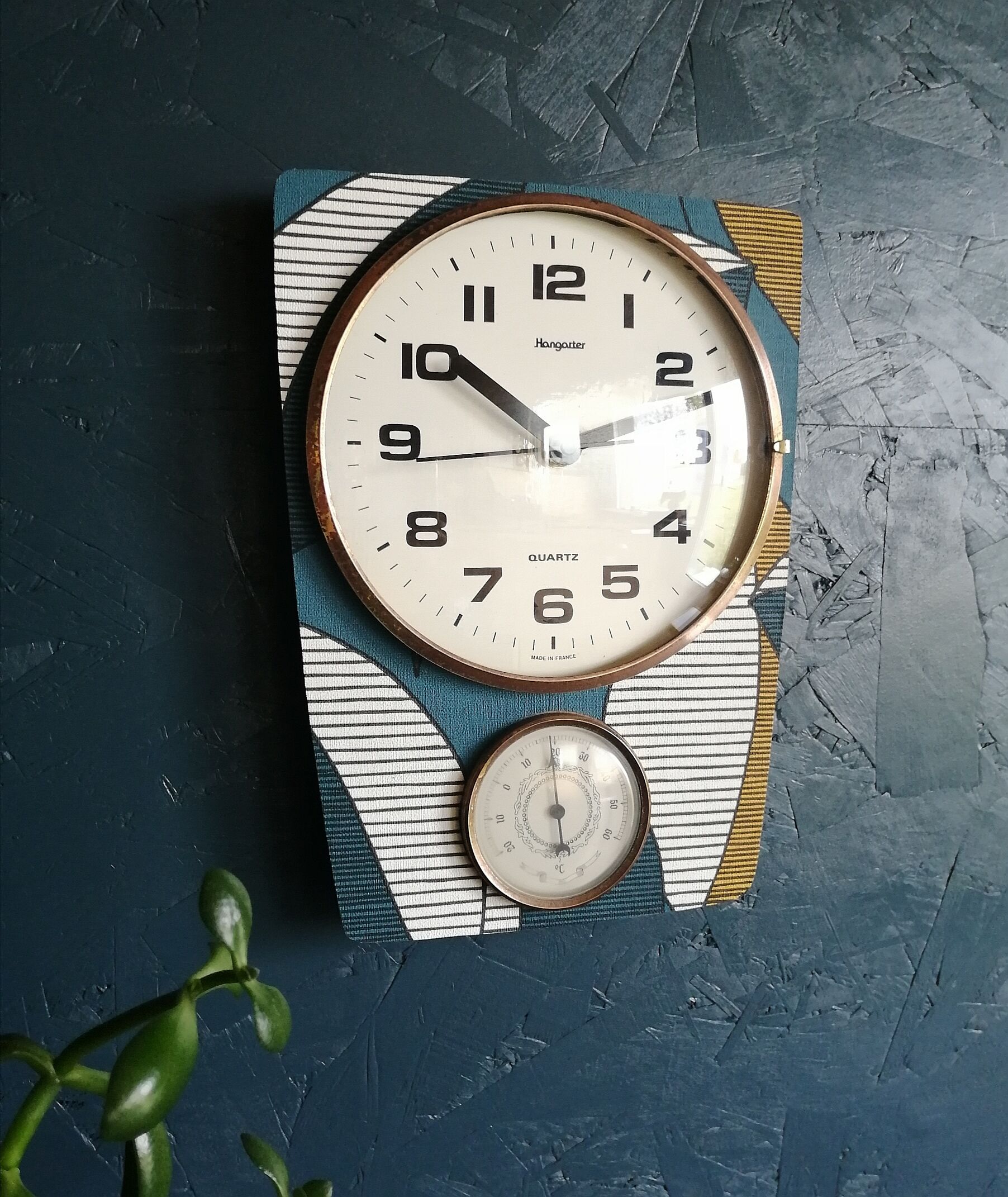 Vintage silent wall clock thermometer "Hangarter"