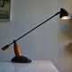 Vintage postmodernist metal and wood table lamp from the 1980s