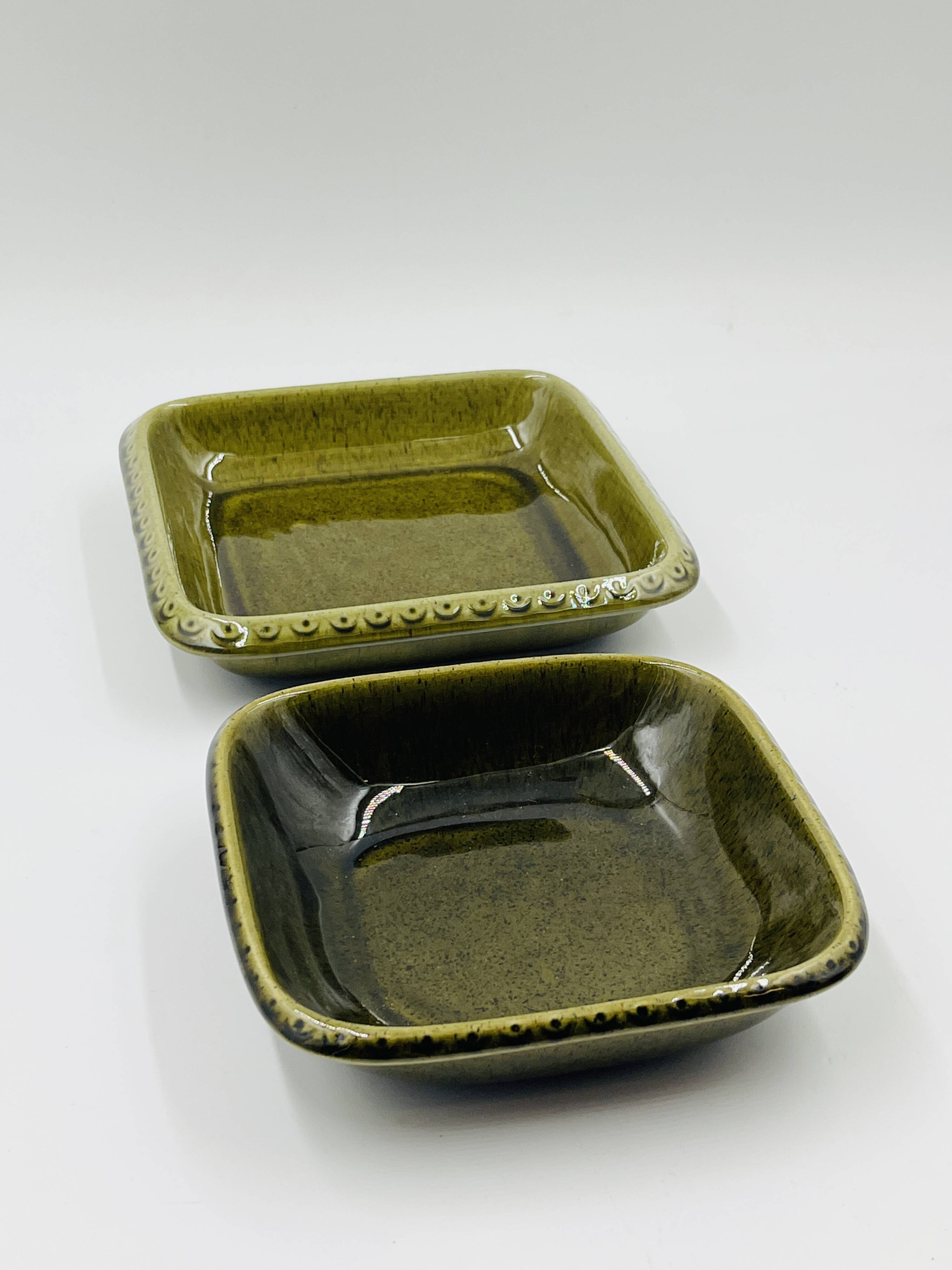 Lot 2 plats carrés en grès Deco Hälsingborg K.J. Svensson