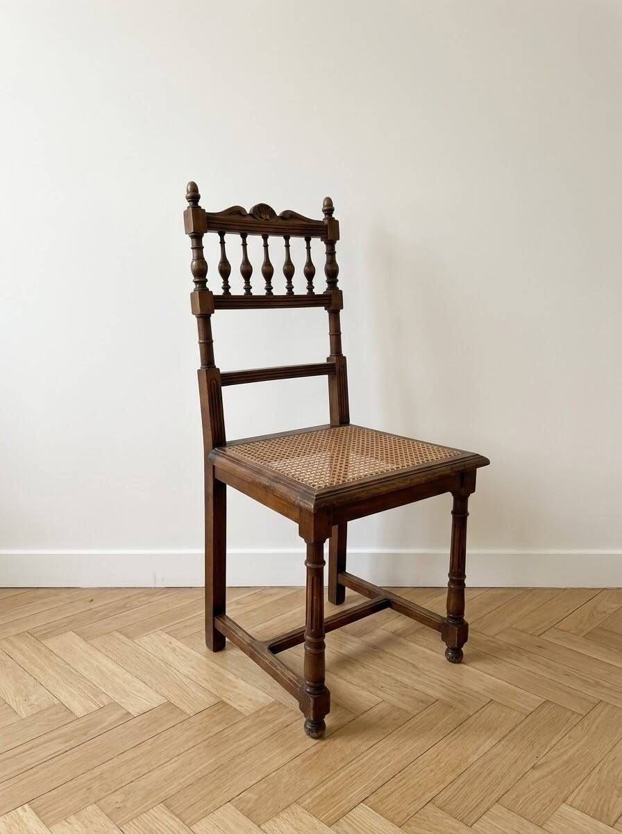Lot de 6 chaises vintage en bois et canage