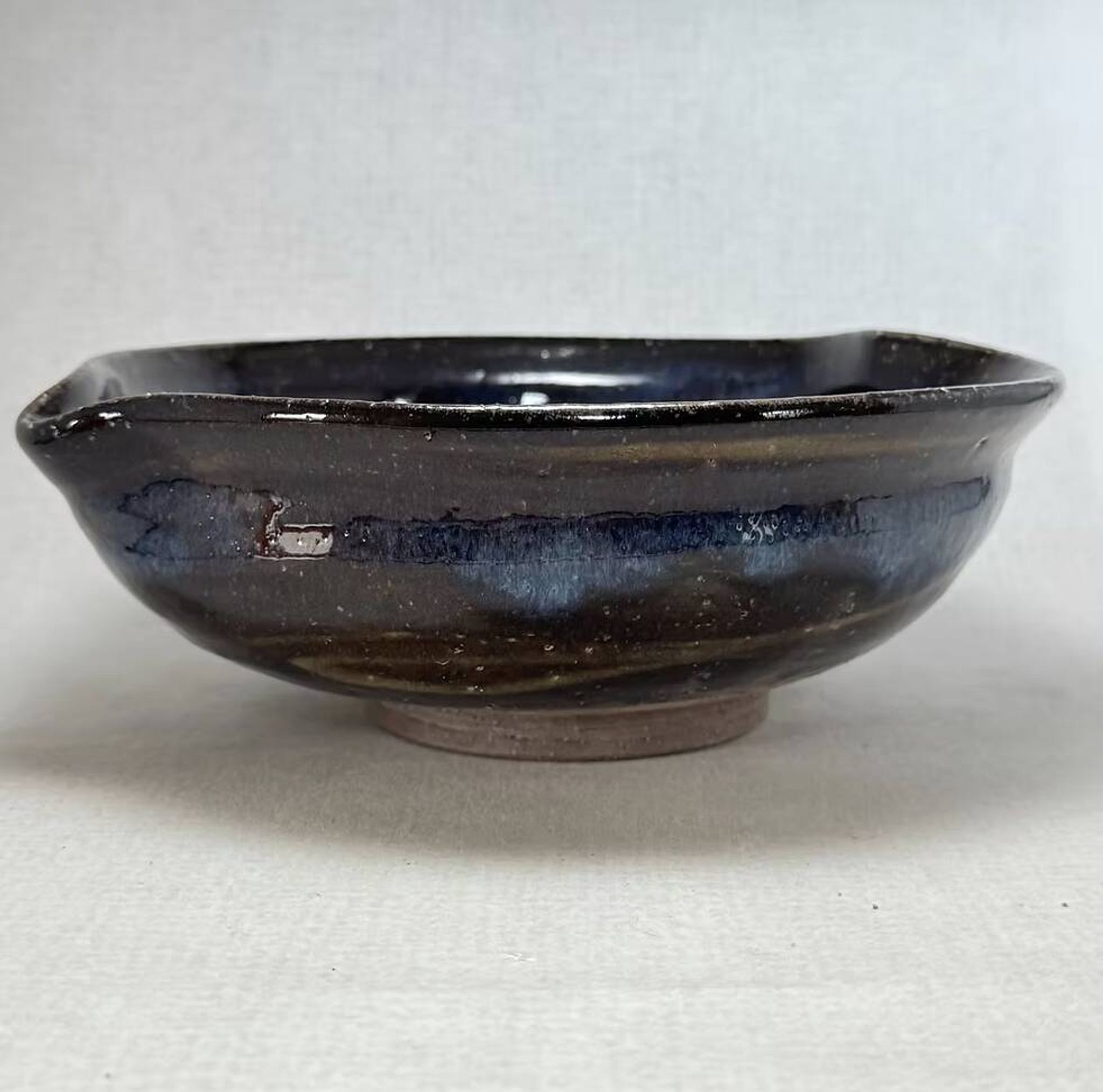 Ao-Hagi Blue Serving Bowl by Seigan Yamane, Contemporary Hagi Ware, Japan