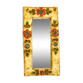 Wall mirror, glazed ceramic, signed La Roue Vallauris, vintage, 31.5 cm