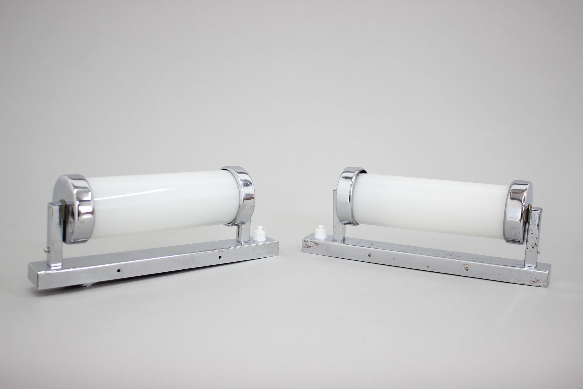 Set of Two Bauhaus Wall Lamps, Czechoslovakia, 1930s