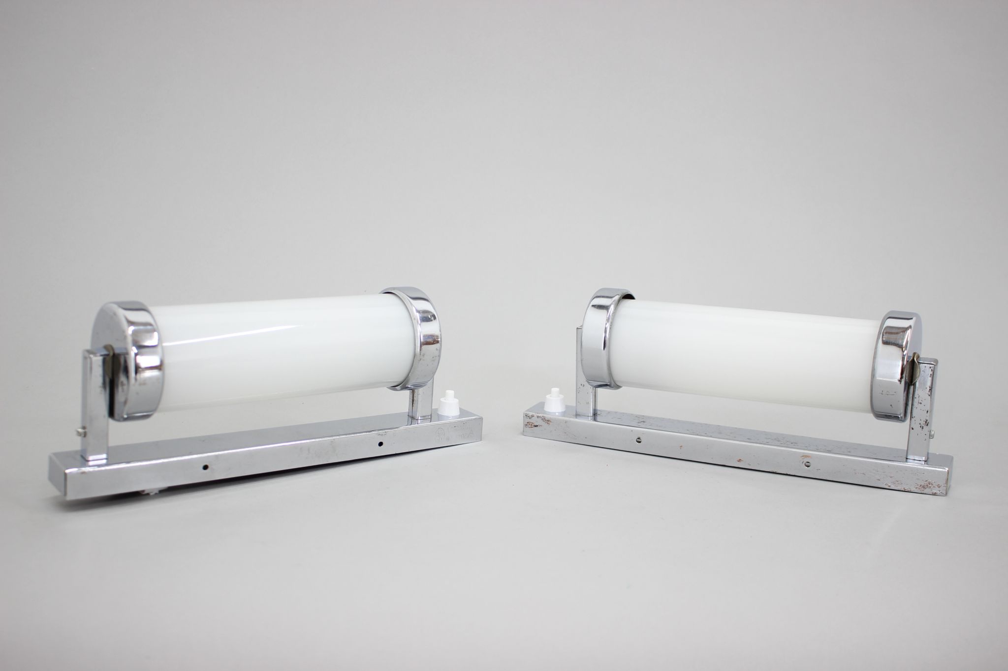 Set of Two Bauhaus Wall Lamps, Czechoslovakia, 1930s