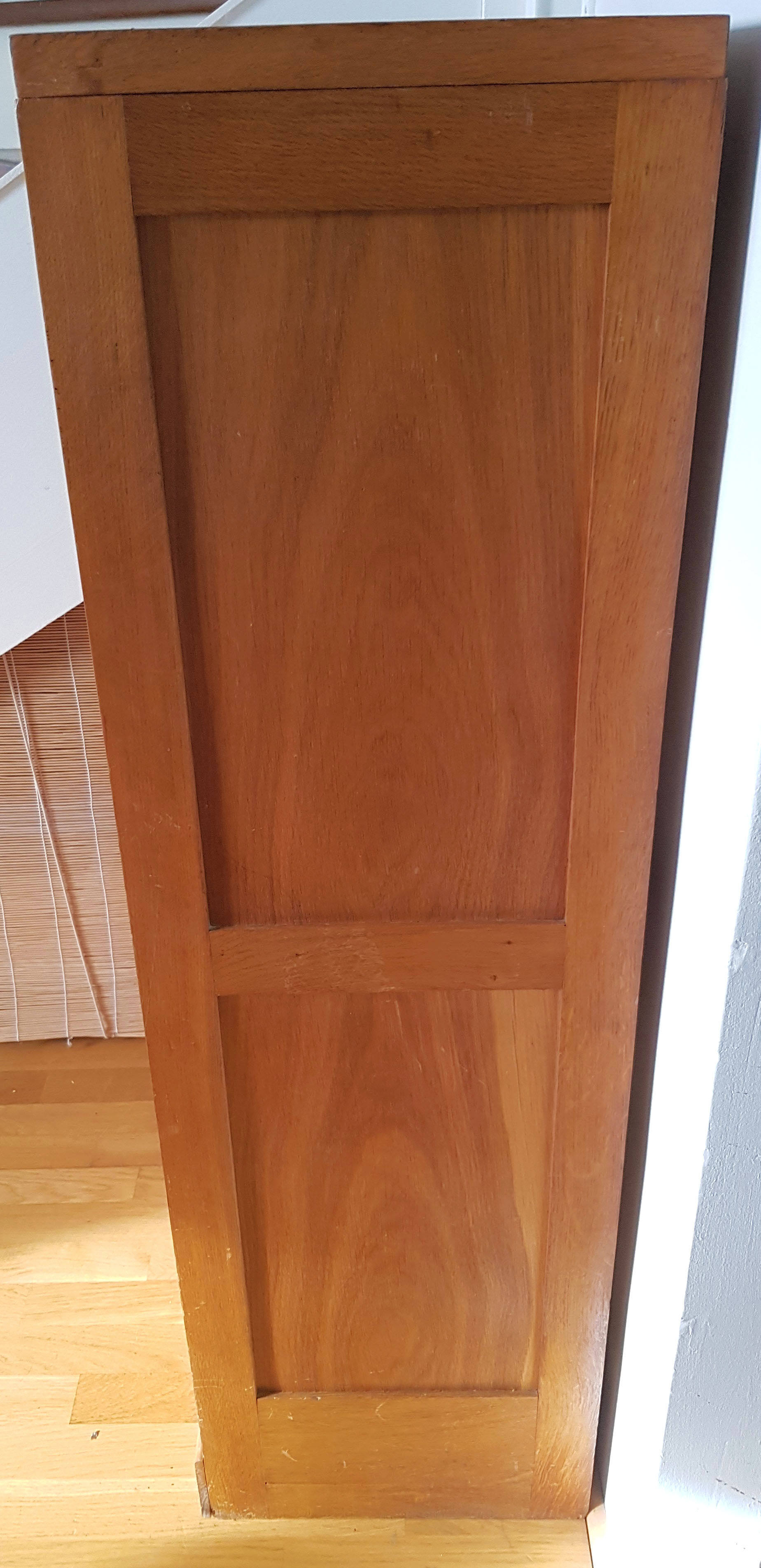 Rolling curtain filing cabinet in vintage oak