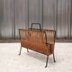 Vintage rattan and metal magazine rack, Raoul Guys