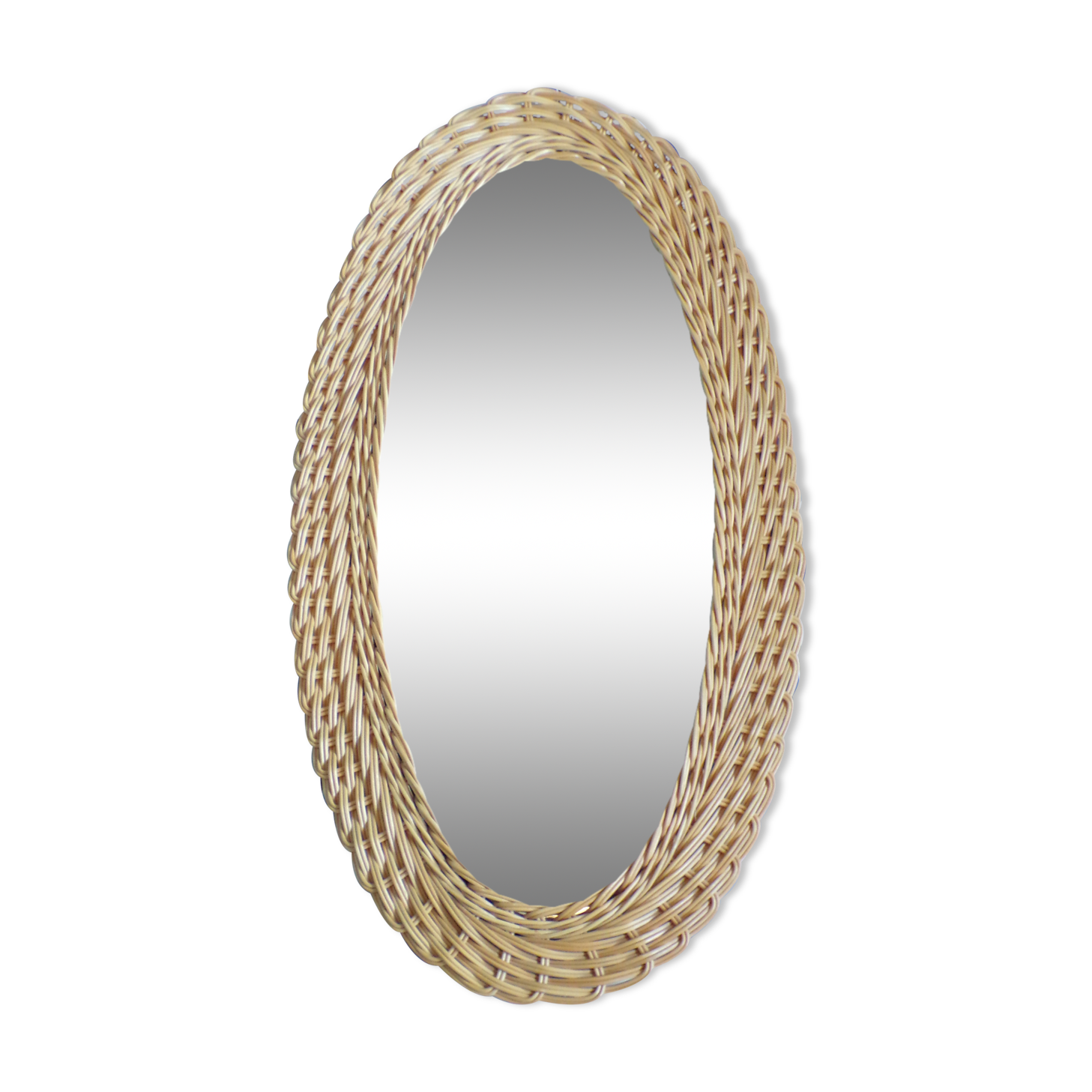 Oval rattan mirror