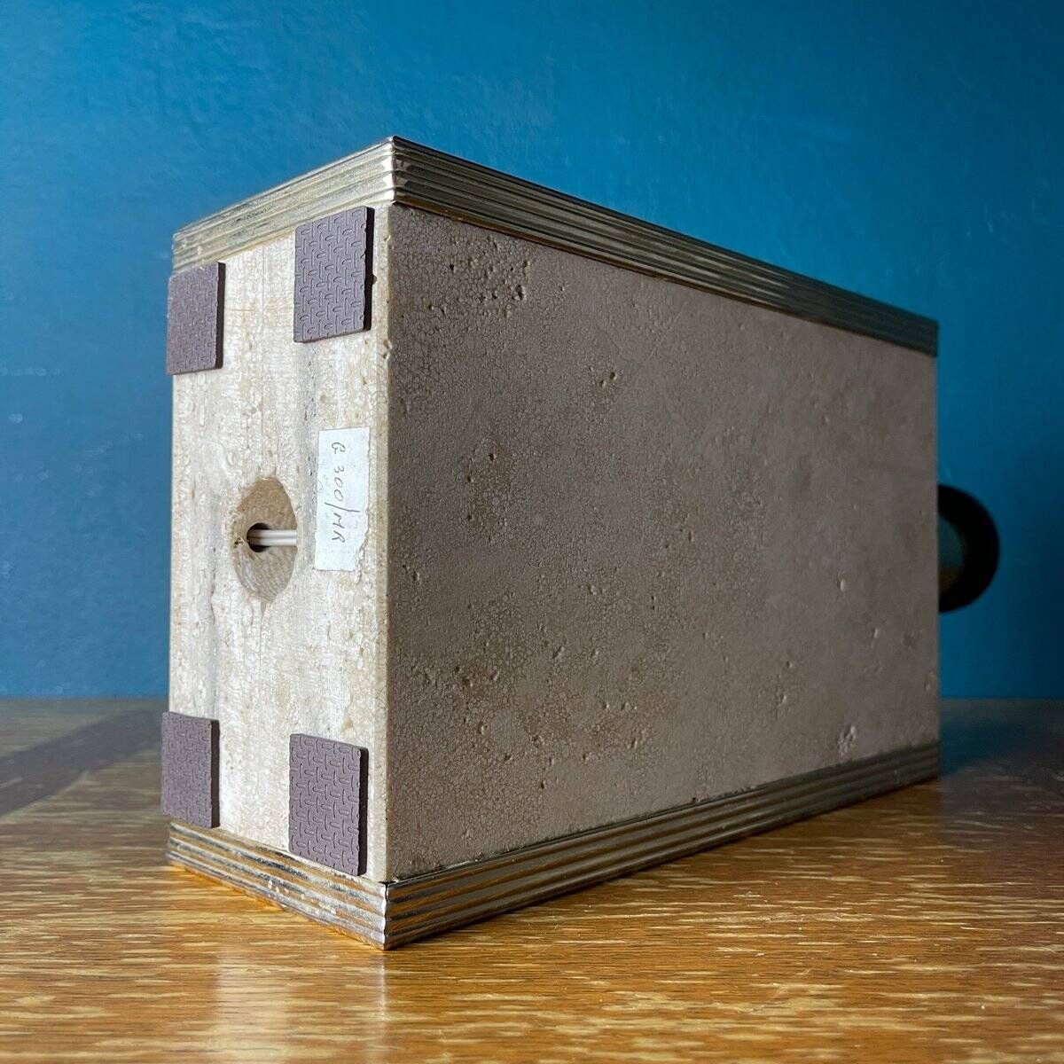 Travertine marble table lamp, Italy, 1970s