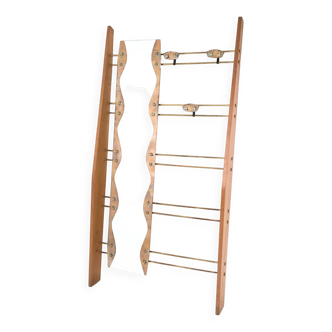 Cherry Veneer Entryway Coat Rack with Mirror, Italy