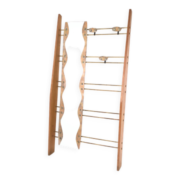 Portemanteau d'entrée en placage de cerisier avec miroir, Italie