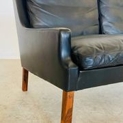 Vintage retro Danish mid-century G. Thams 2 person sofa in black leather