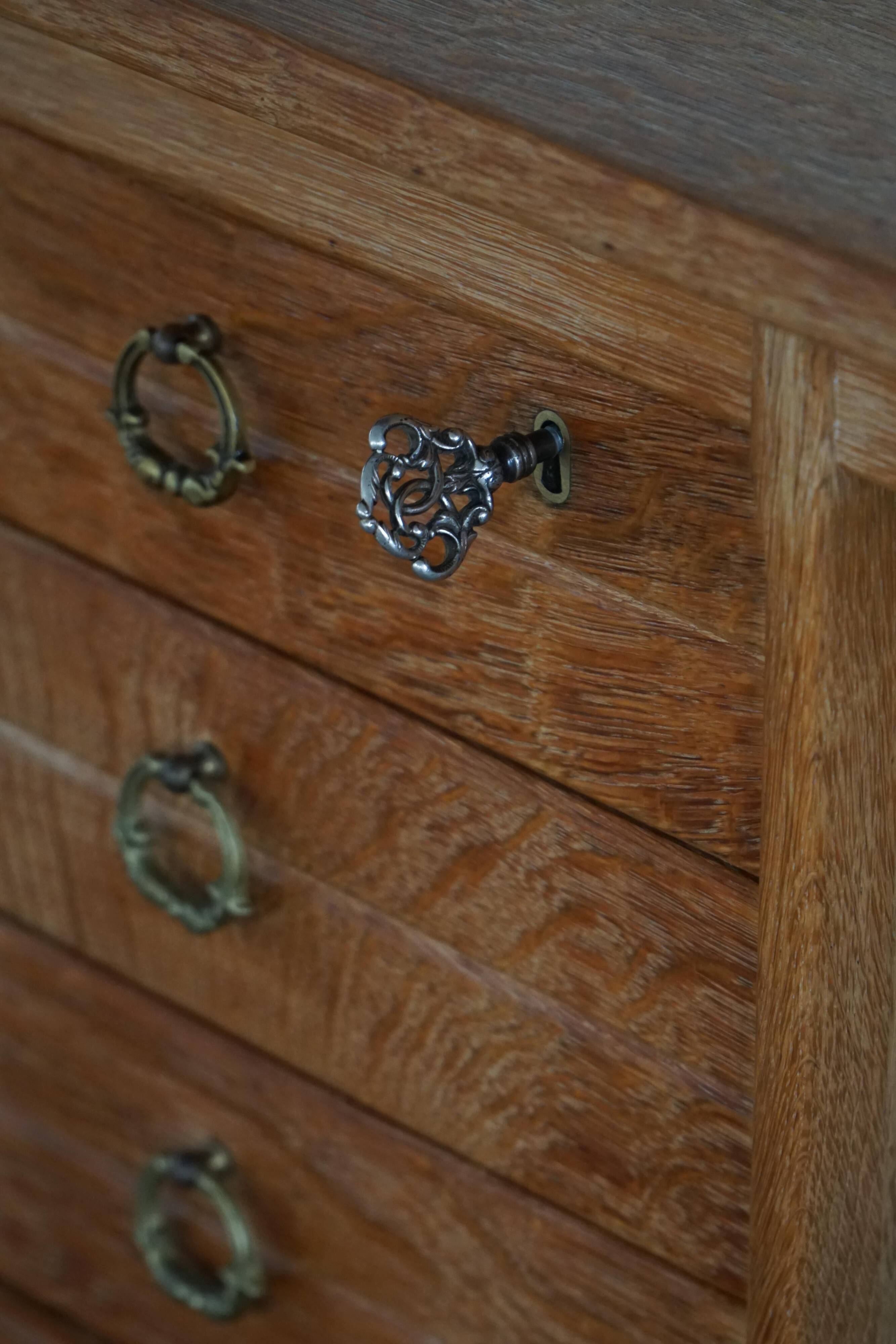 Free-standing oak desk, Mid-century modern Danish, Henning Kjærnulf, 1950s