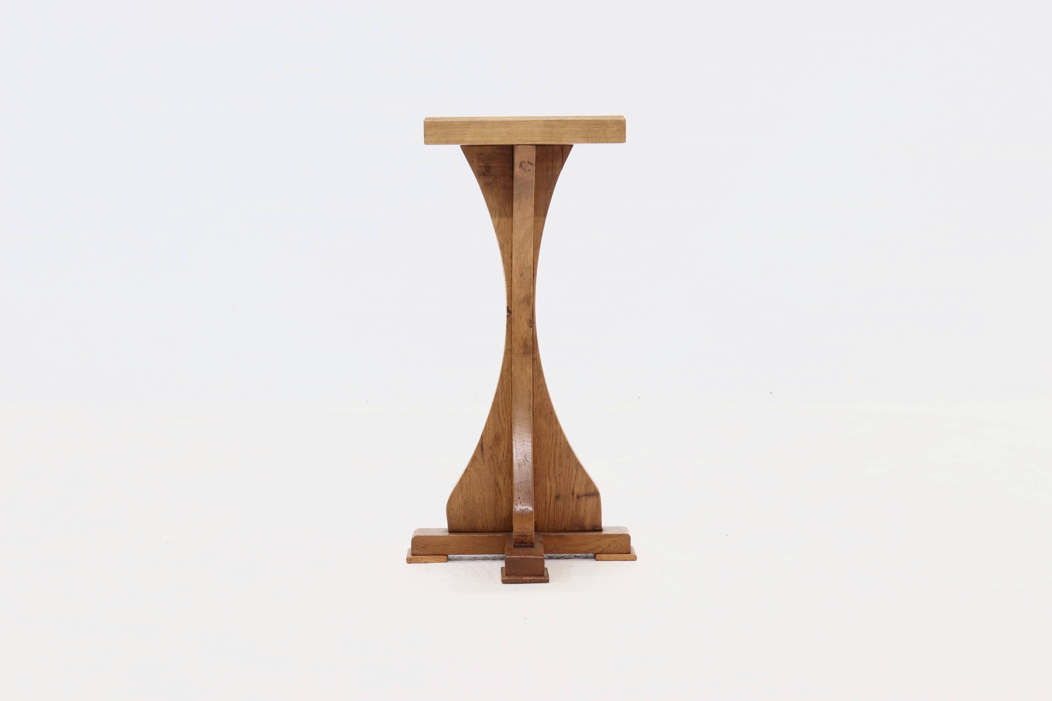 Sculptural Oak Pedestal Side Table 1950s