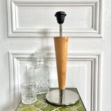 Chrome and wood lamp base from the 70s
