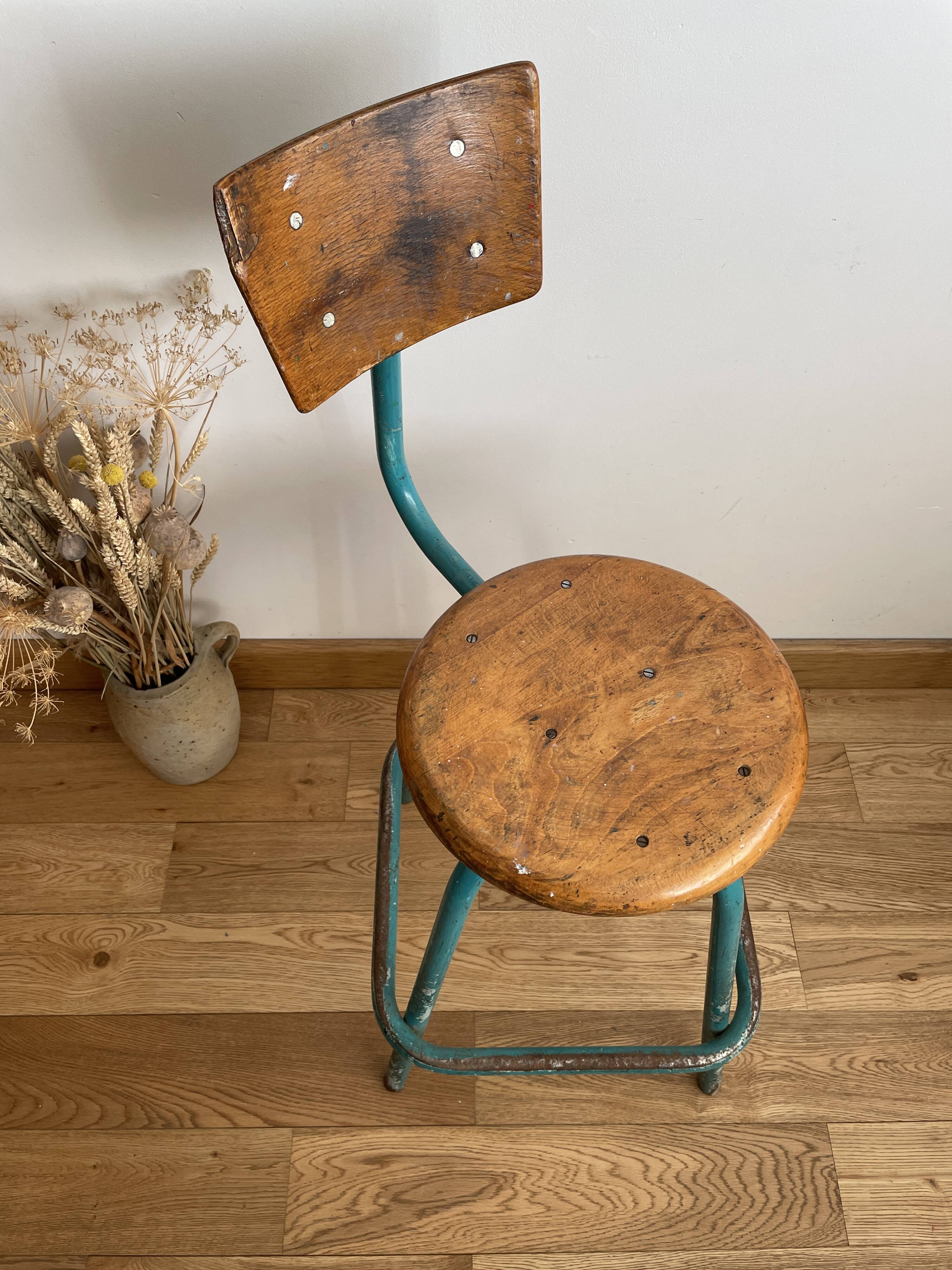 Swivel workshop high chair, vintage