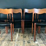 Suite De 6 Chaises Teck Et Skai Modele 71 De Niels O. Moller