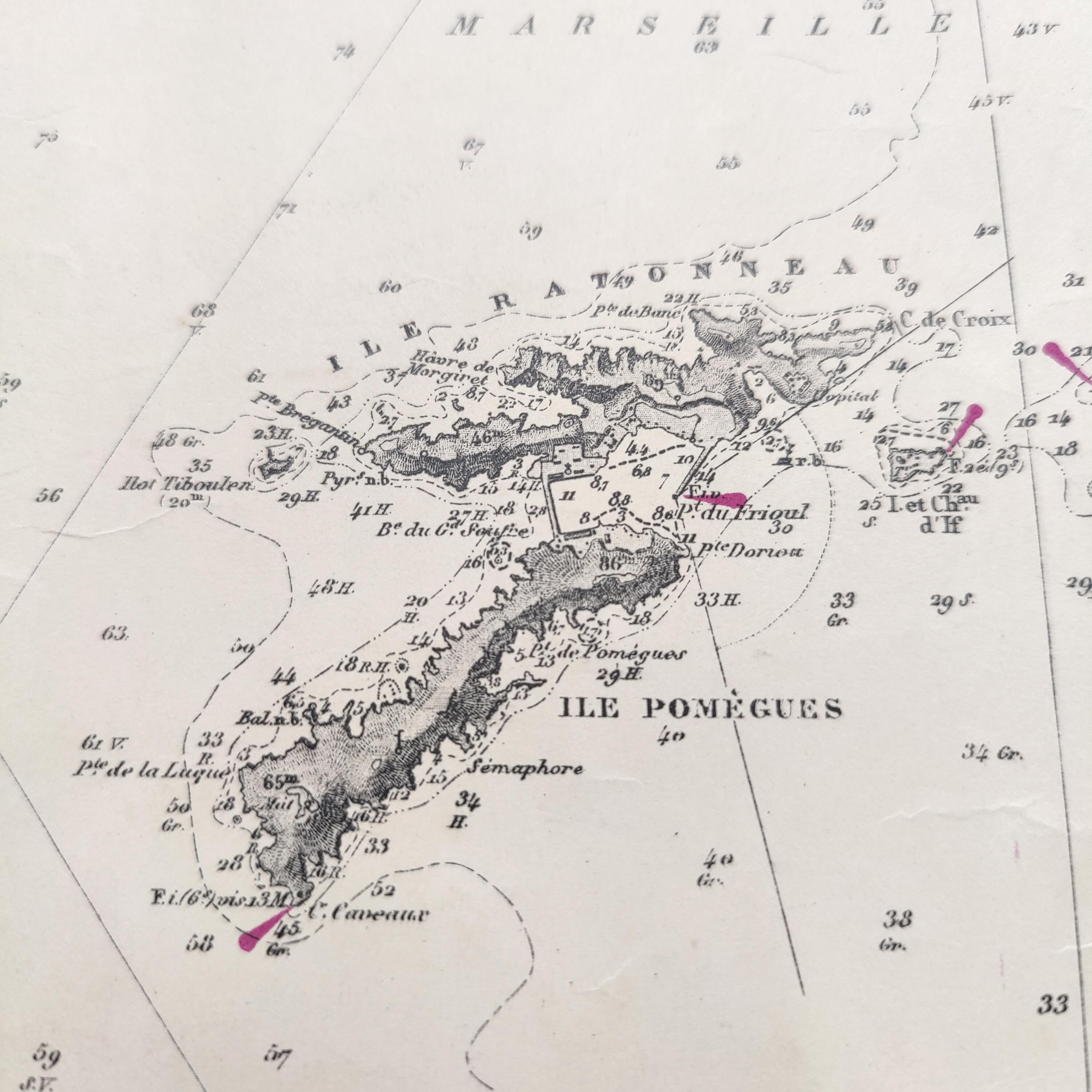 Map of Marseille Méditerranée 1950