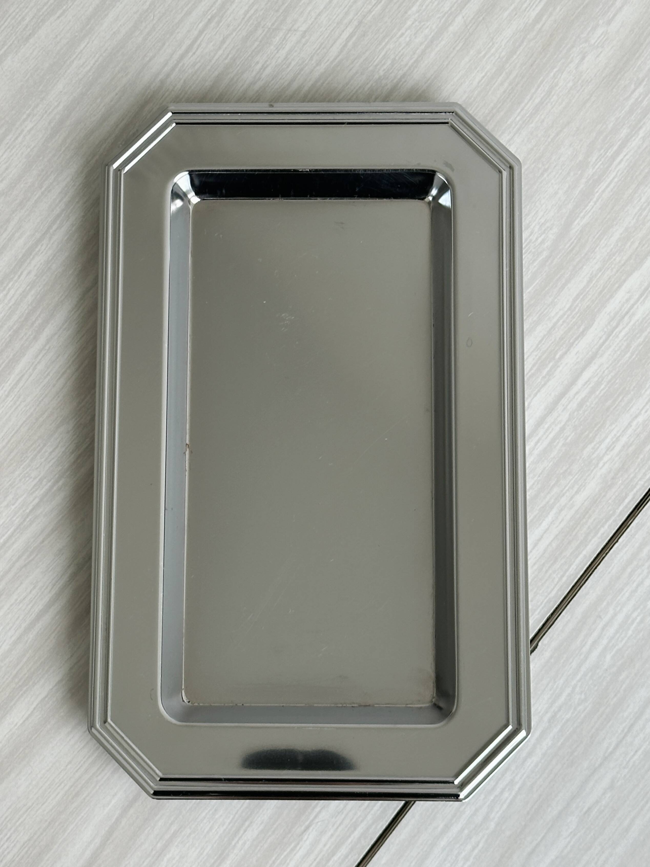 Small rectangular vintage tray made of lightweight metal