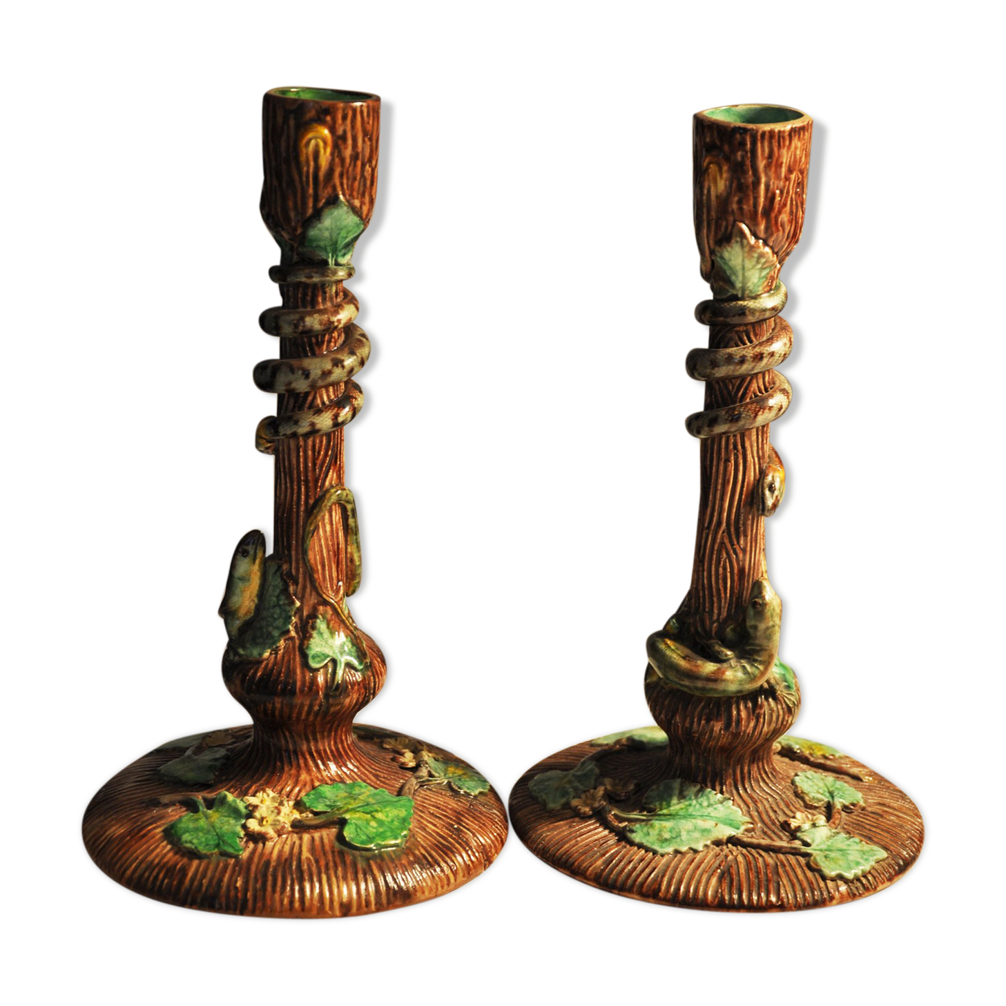 Pair of candlesticks in dabbling Thomas Sergeant