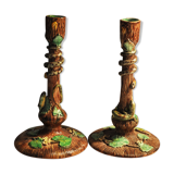 Pair of candlesticks in dabbling Thomas Sergeant