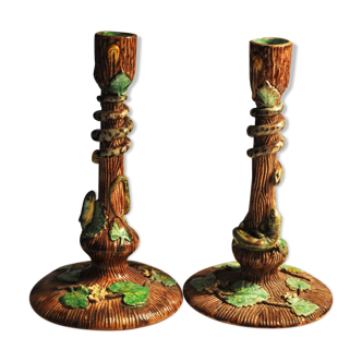 Pair of candlesticks in dabbling Thomas Sergeant