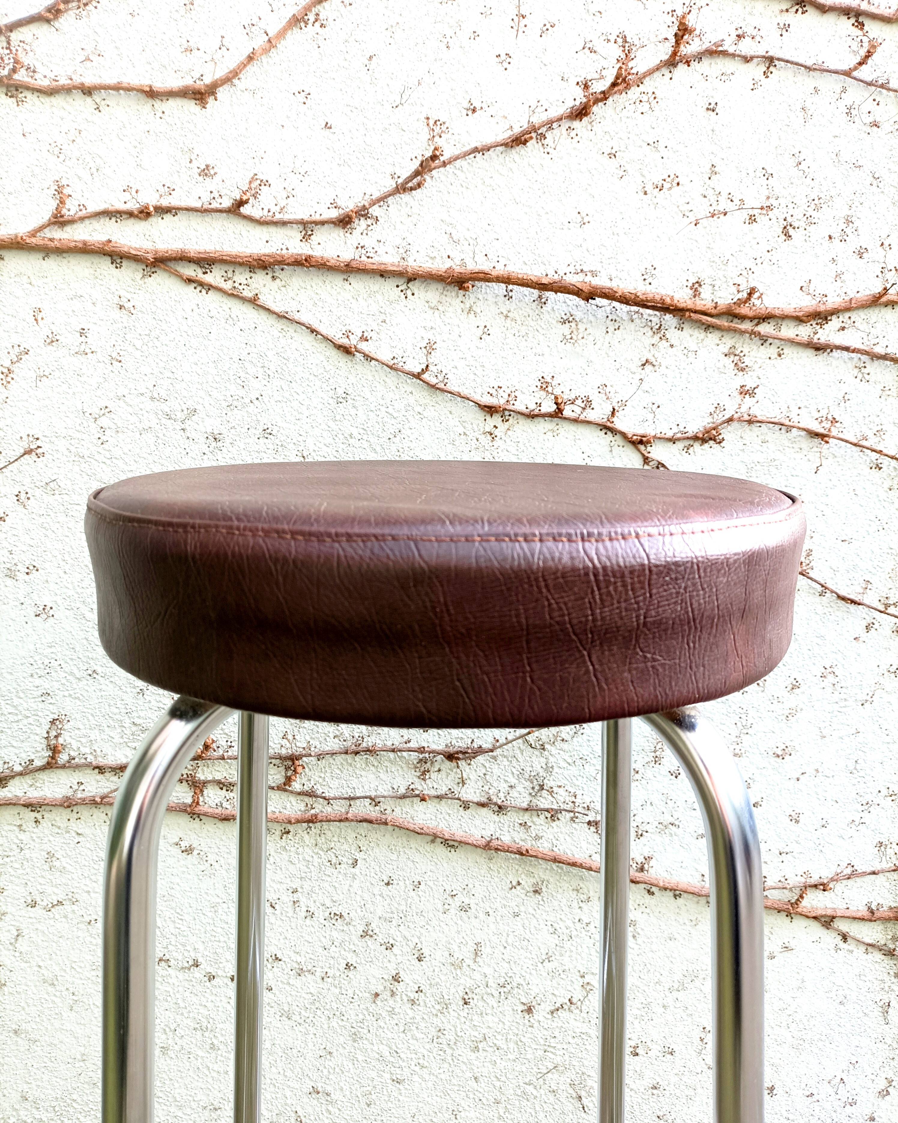 Metal and faux leather bar stool