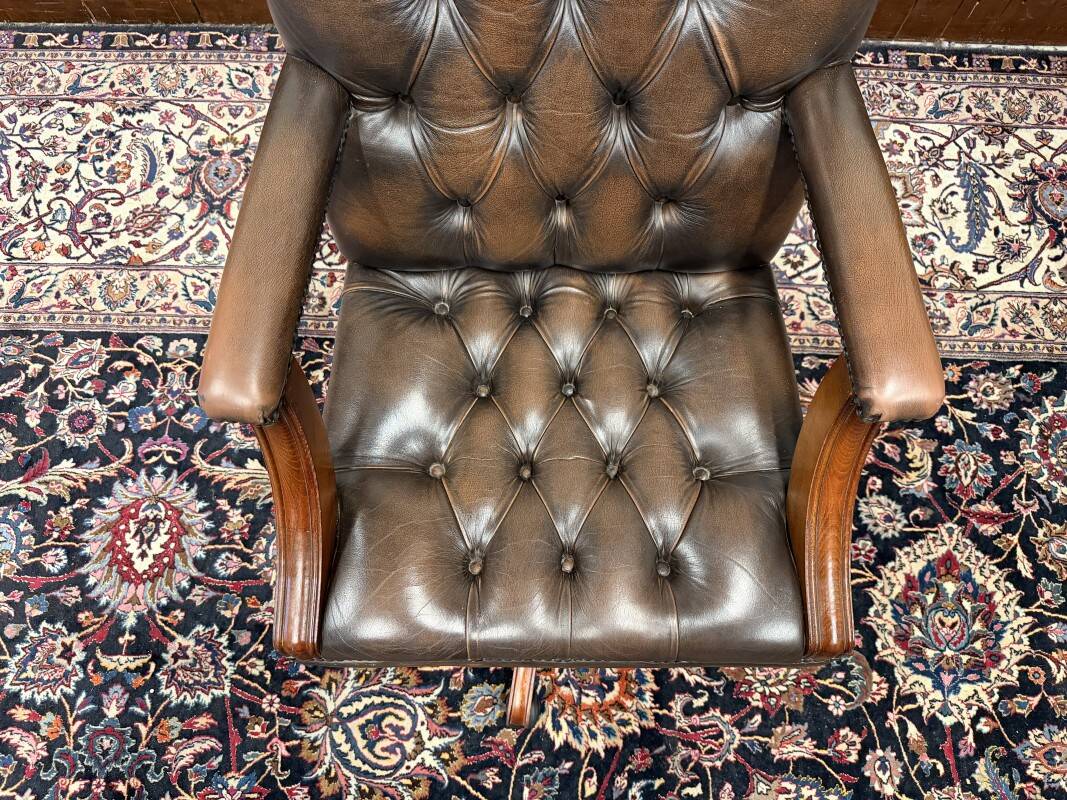Classic English Chesterfield Desk Chair Brown