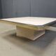 Vintage belgochrom 23kt gold and travertine coffee table , 1970s