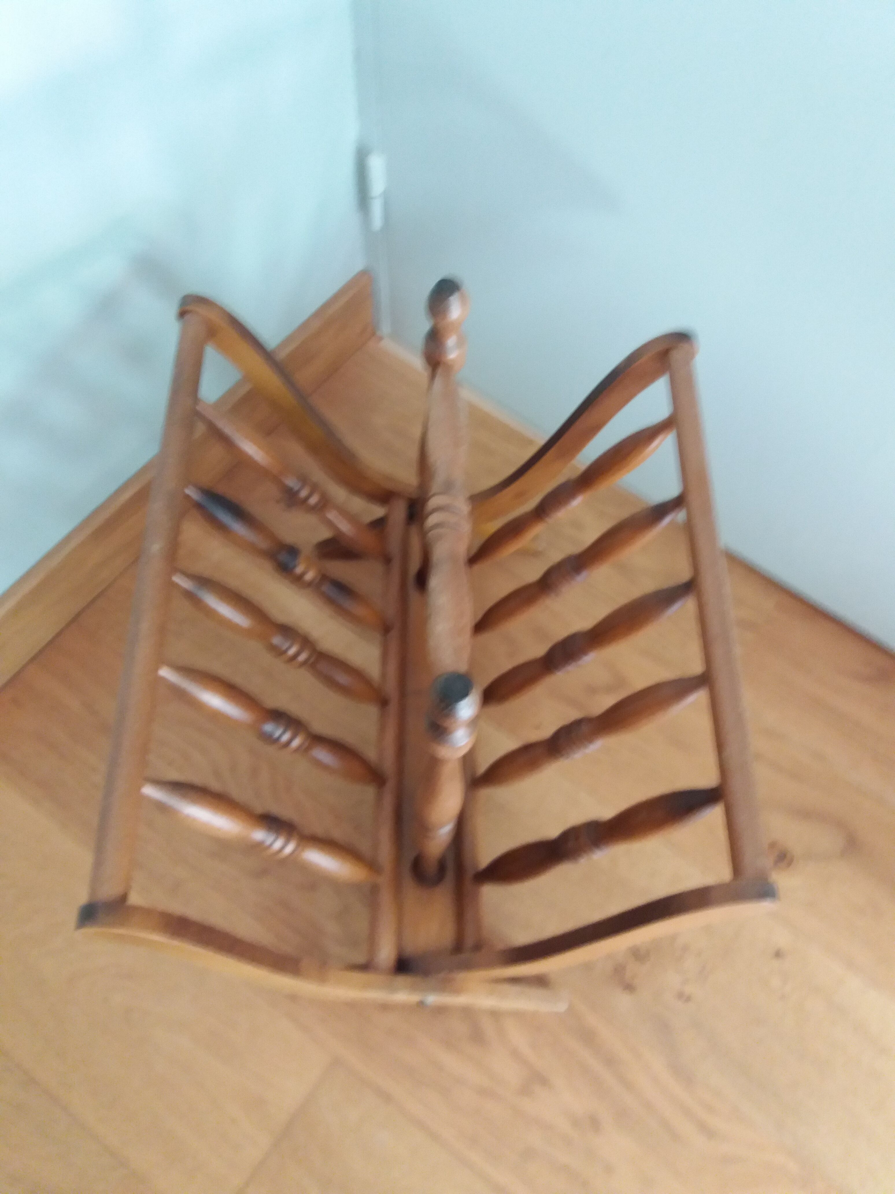 Turned wooden magazine holder