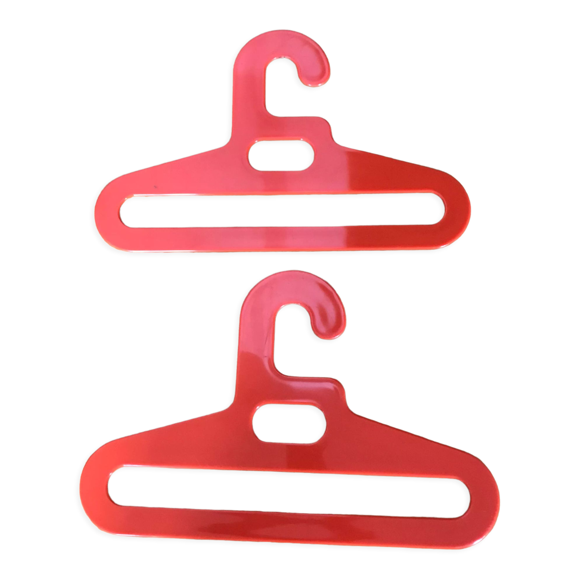 Pair of vintage orange hangers Prisunic